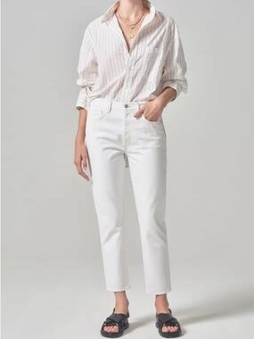 NWT Citizens of Humanity 33 Charlotte High Rise Straight White Tart